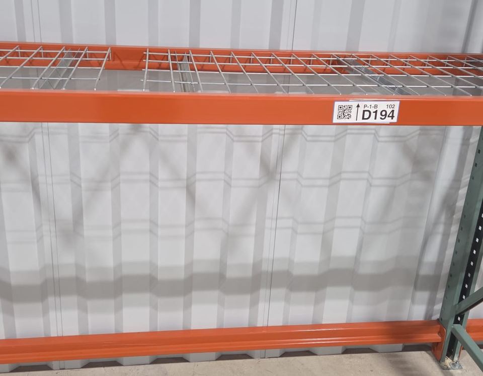 Pallet racking with labeled rack locations at the Atervid warehouse